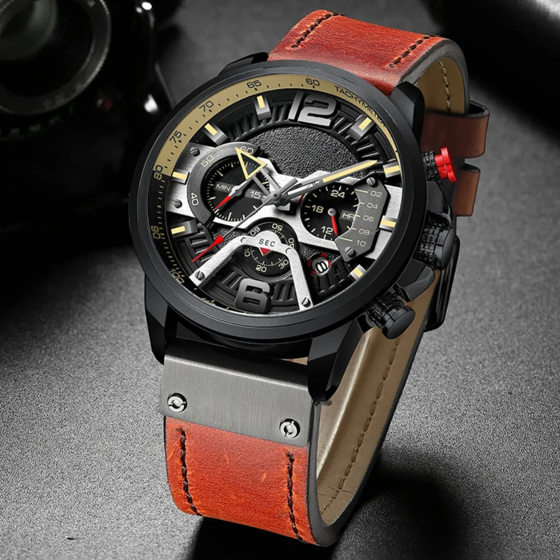 Leather Military Wristwatch