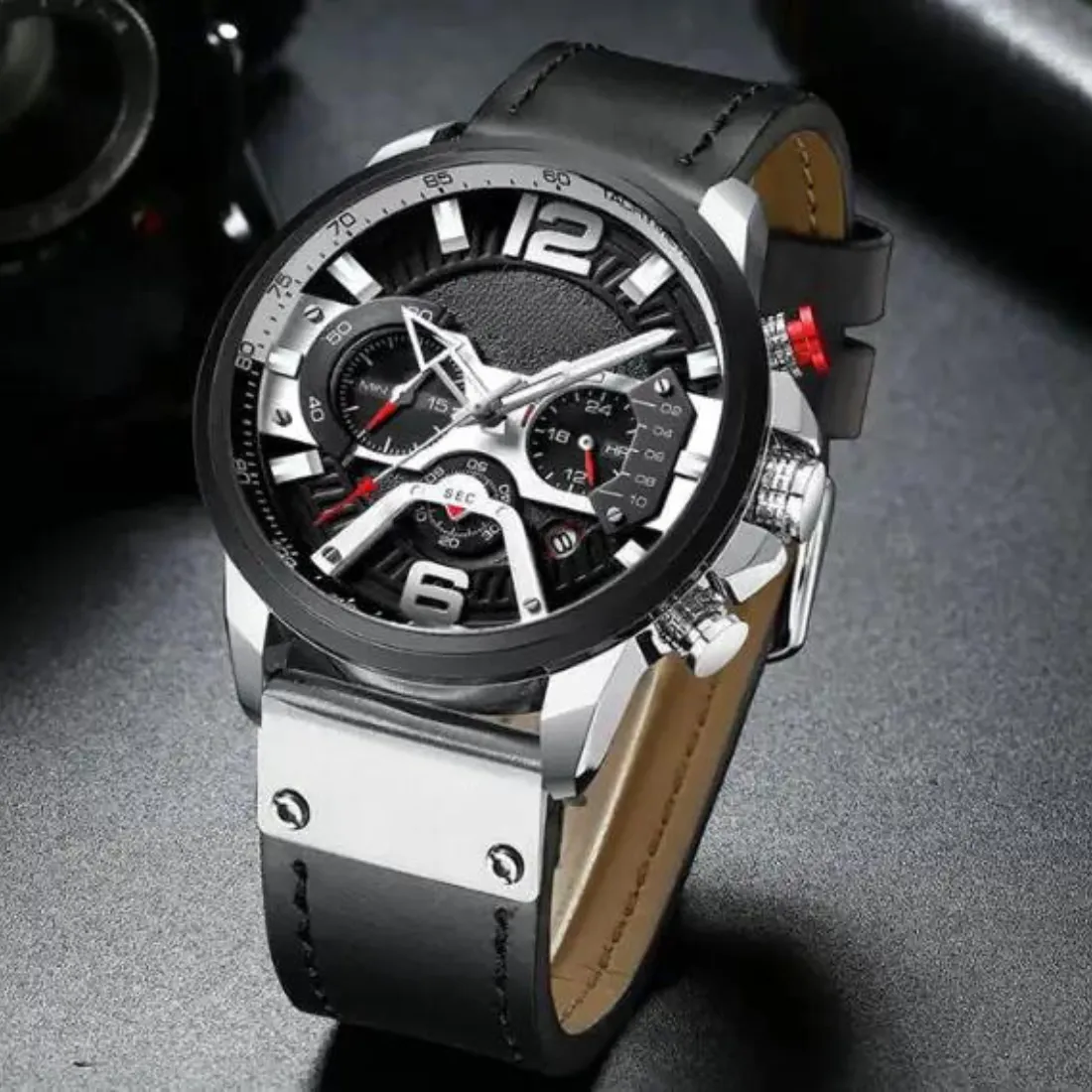 Leather Military Wristwatch