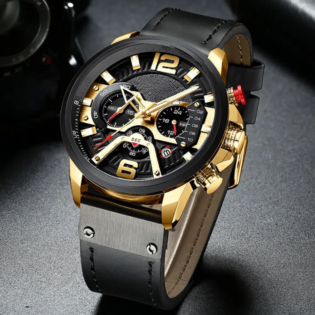 Leather Military Wristwatch