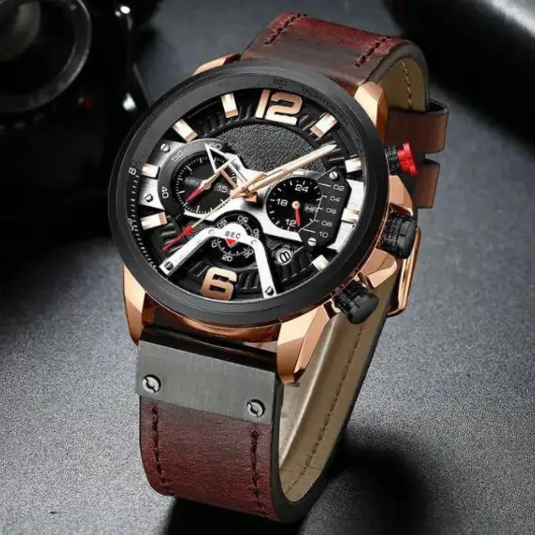 Leather Military Wristwatch