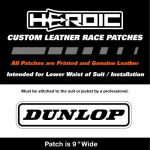 Leather Printed Patches - Dunlop Lower Back 9in - White