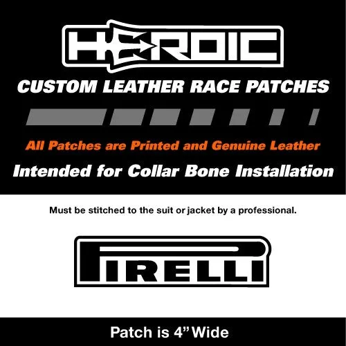 Leather Printed Patches - PIRELLI Collarbone 4in - Black