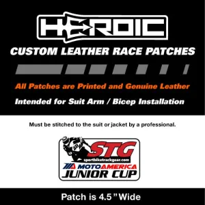 Leather Printed Patches - STG Sportbiketrackgear.com MotoAmerica Junior Cup Arm Patch