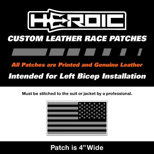 Leather Printed Patches - United States Flag - Black and Grey - Left Arm