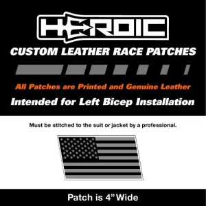 Leather Printed Patches - United States Flag - Black and Grey- Right Arm - Rush In