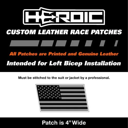 Leather Printed Patches - United States Flag - Black and Grey- Right Arm - Rush In