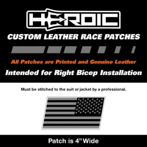 Leather Printed Patches - United States Flag - Black and Grey - Right - Rush In