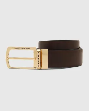 Leather Reversible Wine & Black Textured Belt - Tree