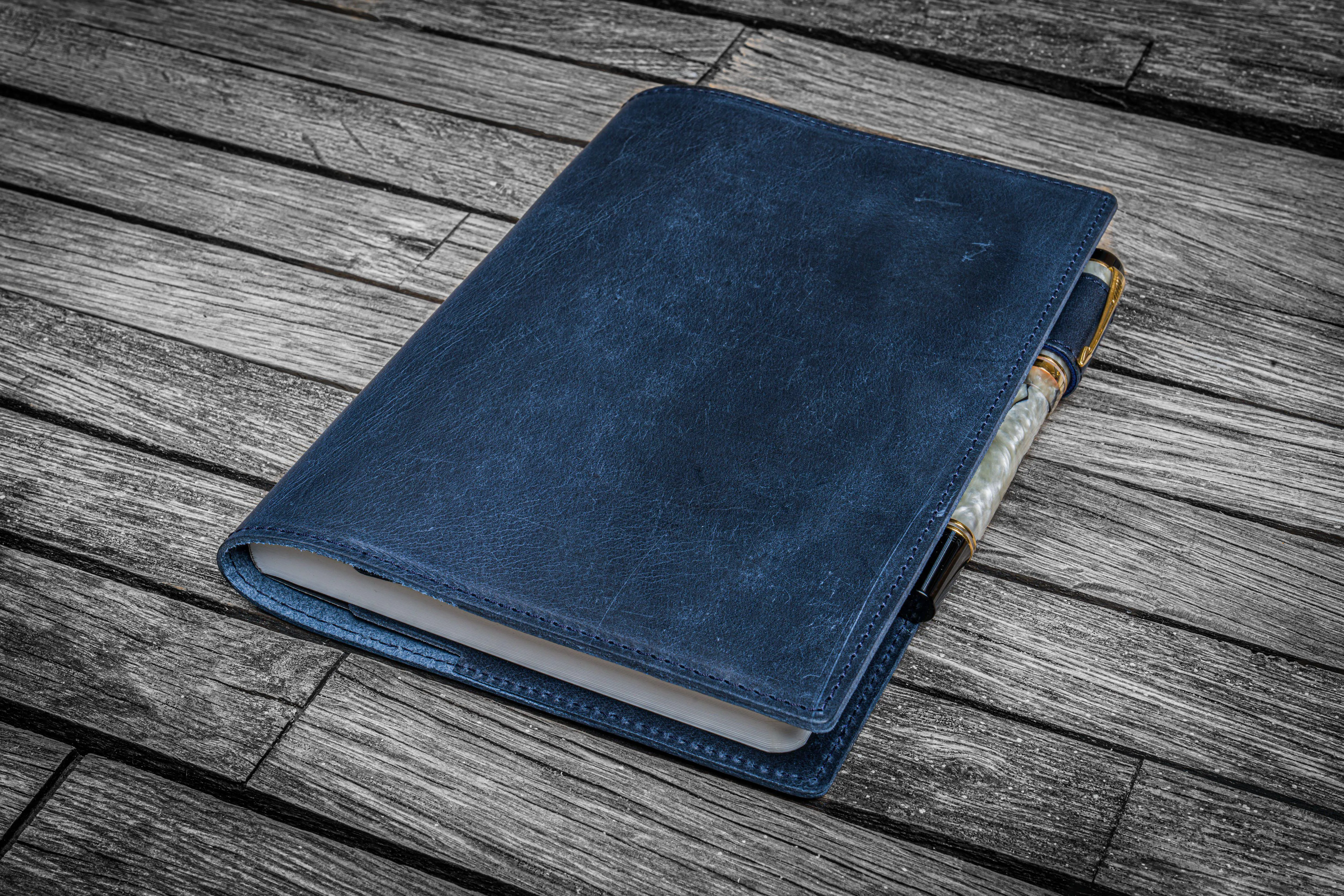 Leather Slim B6 Notebook / Planner Cover - Crazy Horse Navy Blue