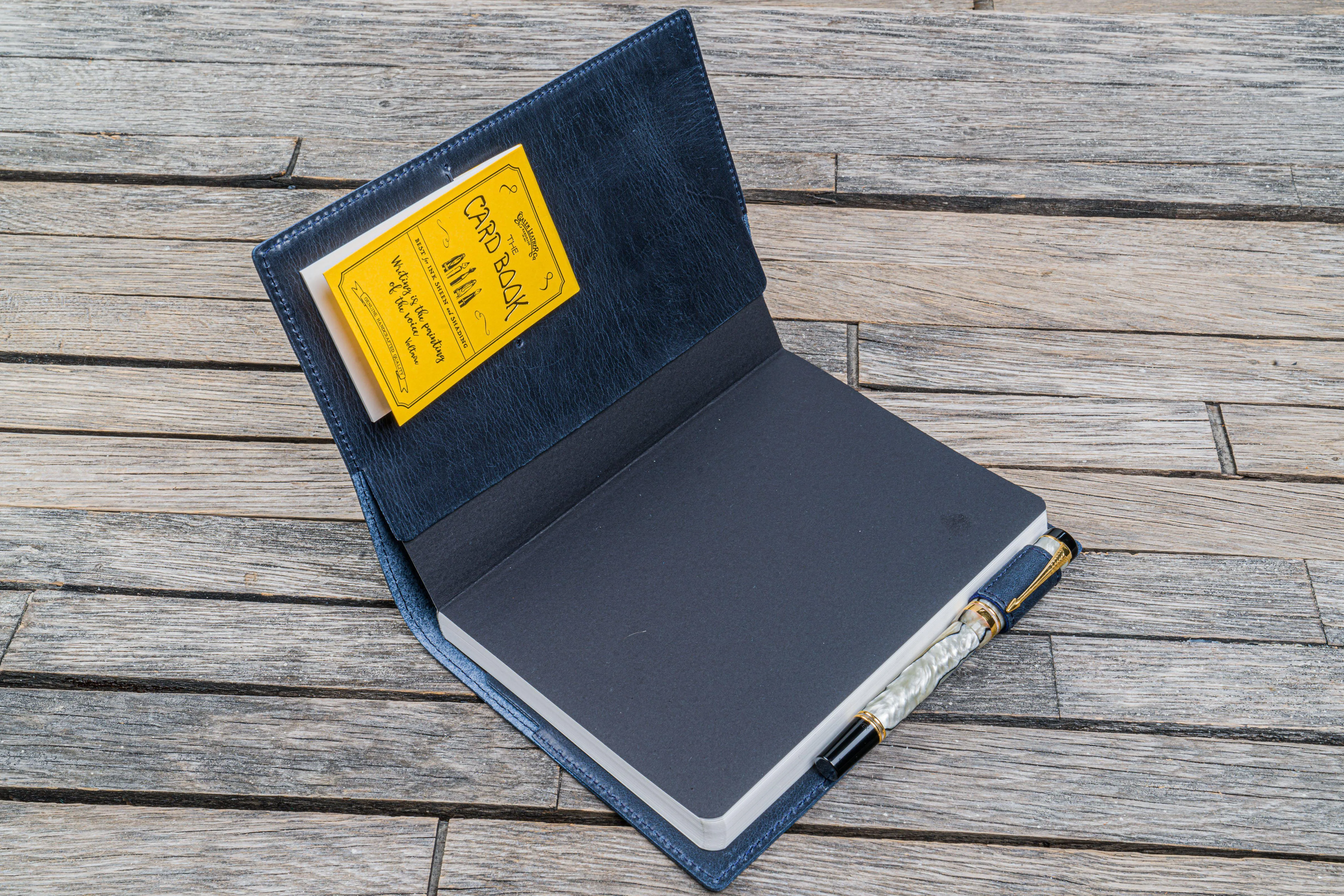 Leather Slim B6 Notebook / Planner Cover - Crazy Horse Navy Blue