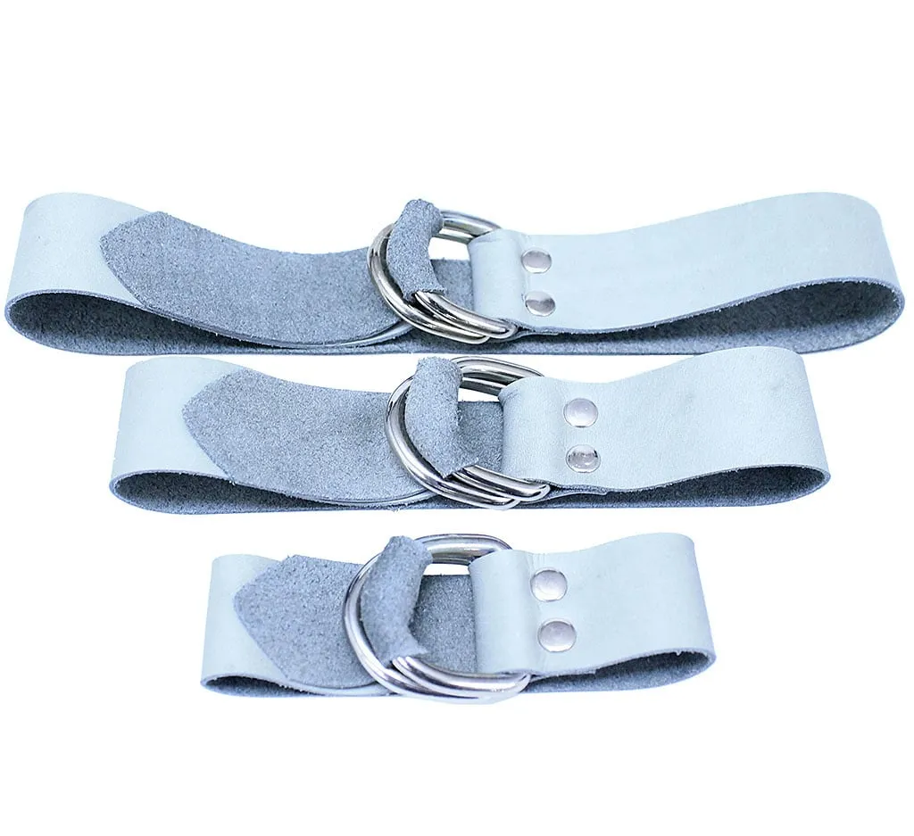 Leather Tie Downs w/Double D-Rings Gray #ATD2403DDG