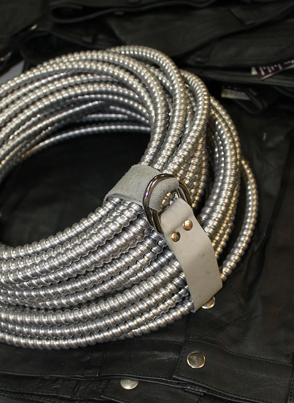 Leather Tie Downs w/Double D-Rings Gray #ATD2403DDG