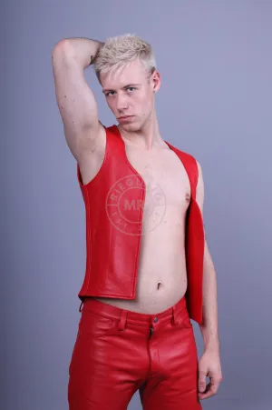 Leather Waistcoat - Red