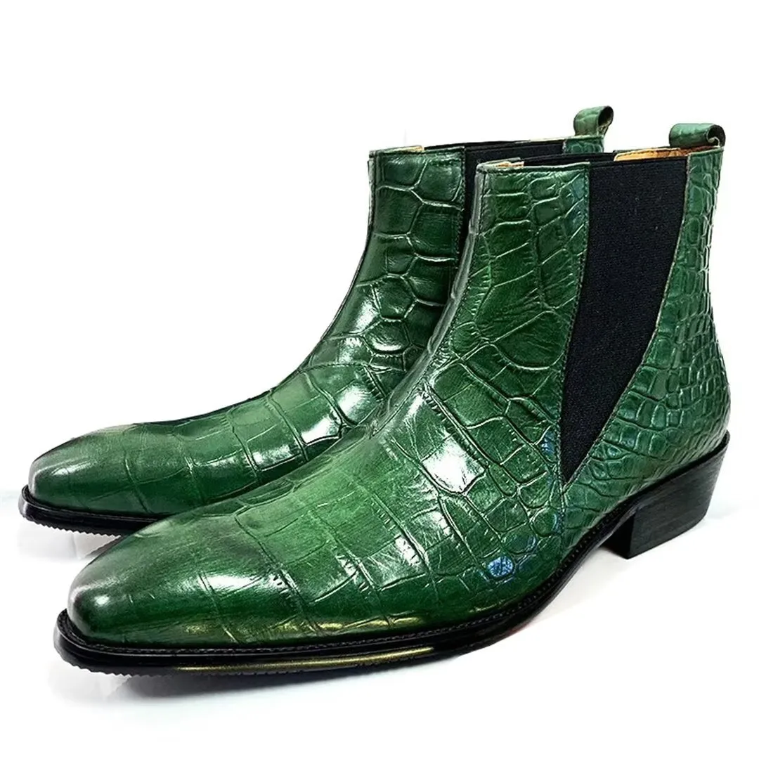 LeatherLux Opulent Genuine Leather Slip-On Ankle Boots