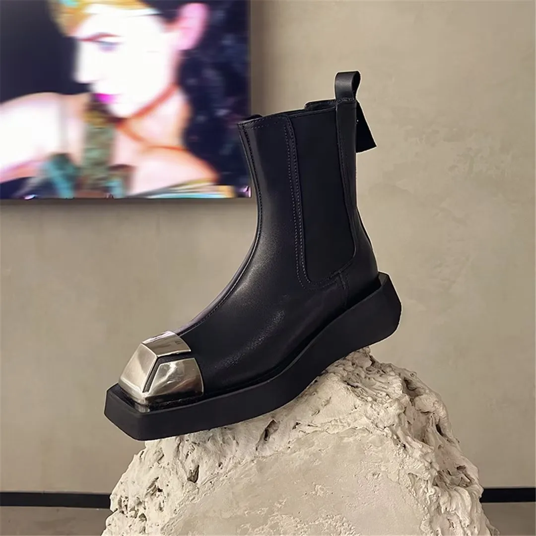 LeatherLux Opulent Square Toe Winter Boots