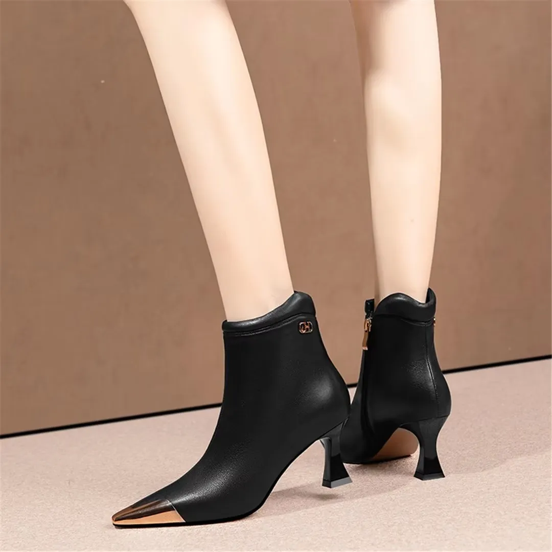 LeatherLuxe Elegant Square Toe Winter Boots