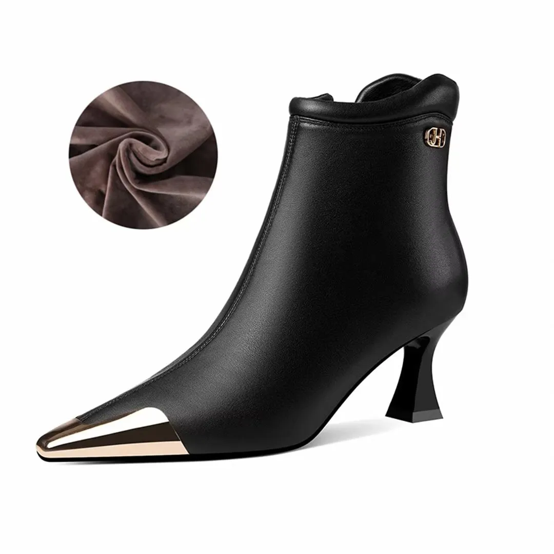 LeatherLuxe Elegant Square Toe Winter Boots