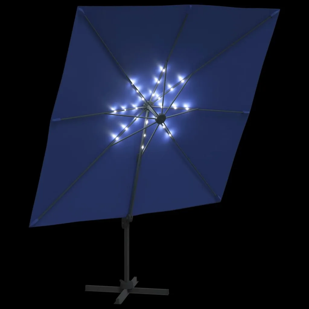 LED Cantilever Umbrella Azure Blue 400x300 cm