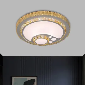 LED Chrome Flush Mount Crystal Block Ceiling Light Fixture - Simple & Elegant Design