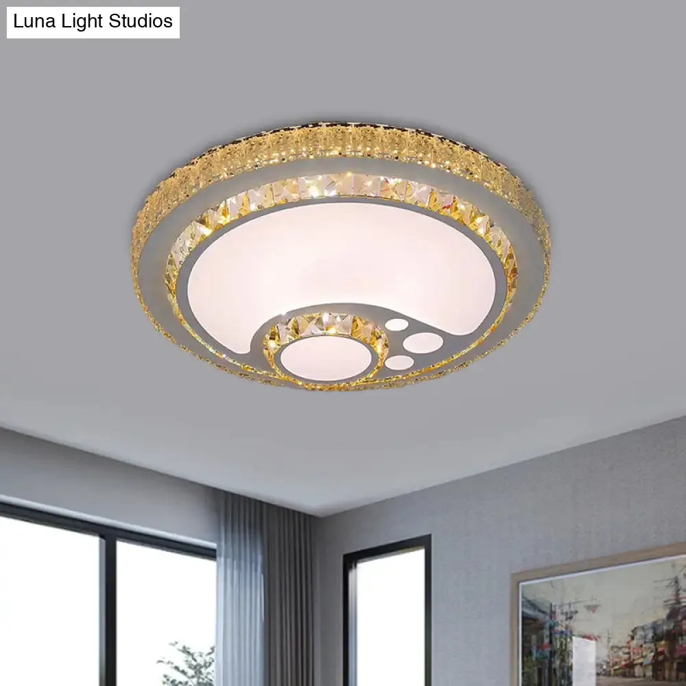 LED Chrome Flush Mount Crystal Block Ceiling Light Fixture - Simple & Elegant Design