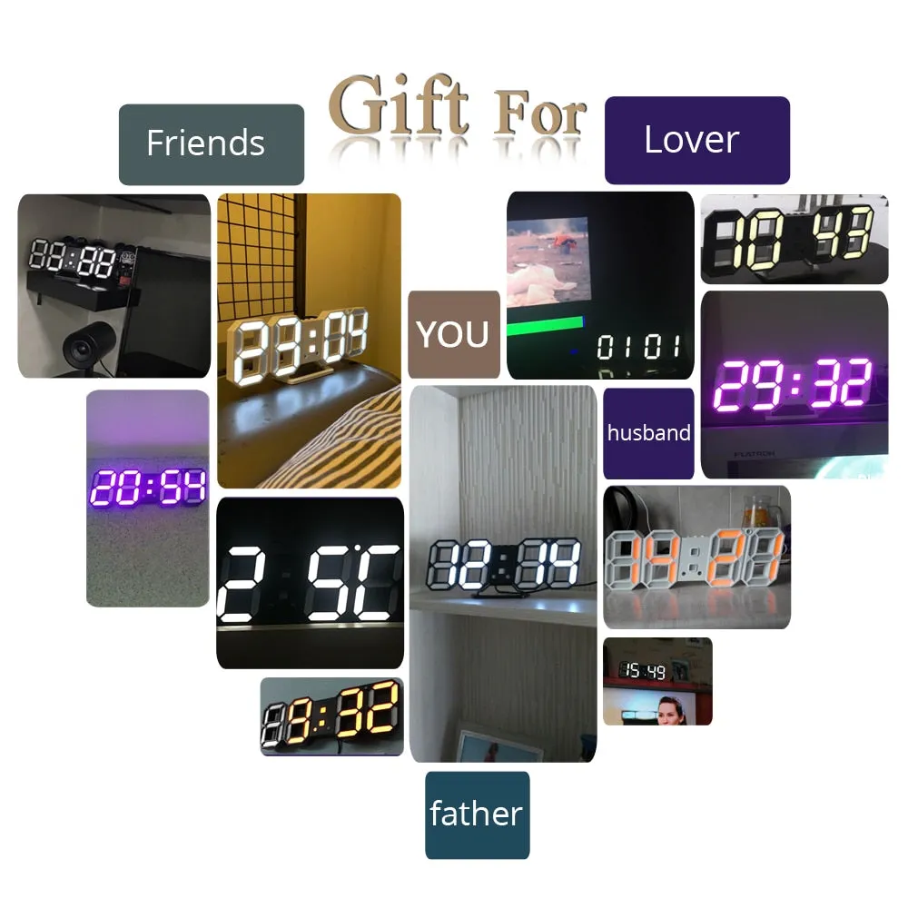 LED Digital Clock Alarm Date Temperature Automatic Backlight Table Desktop Home Decoration Stand hang Clock