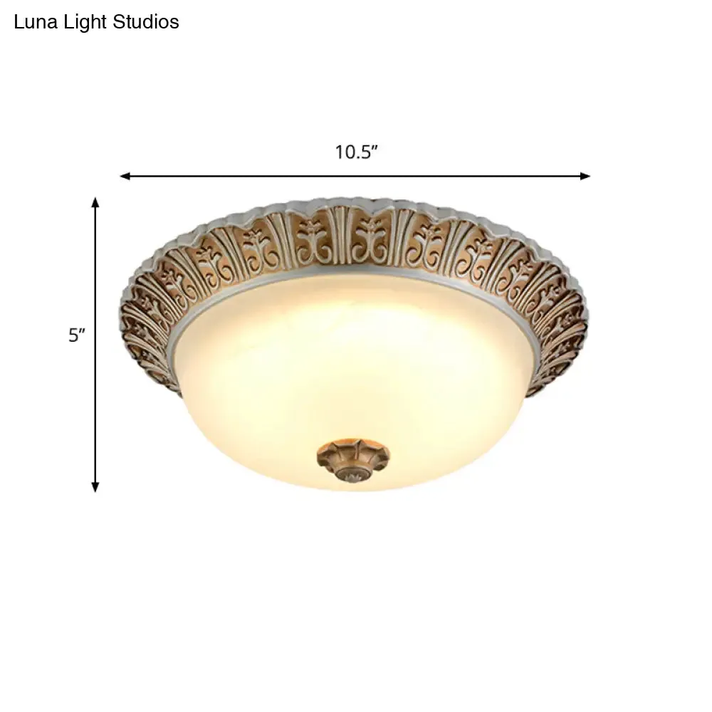 LED Opal Glass Flush Mount Ceiling Light in Khaki Tone, Sizes 10.5" & 12.5" - Traditional Design Ideal for Living Room