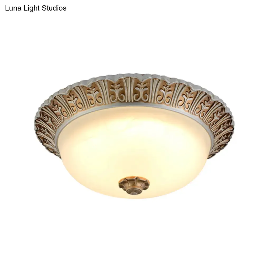 LED Opal Glass Flush Mount Ceiling Light in Khaki Tone, Sizes 10.5" & 12.5" - Traditional Design Ideal for Living Room