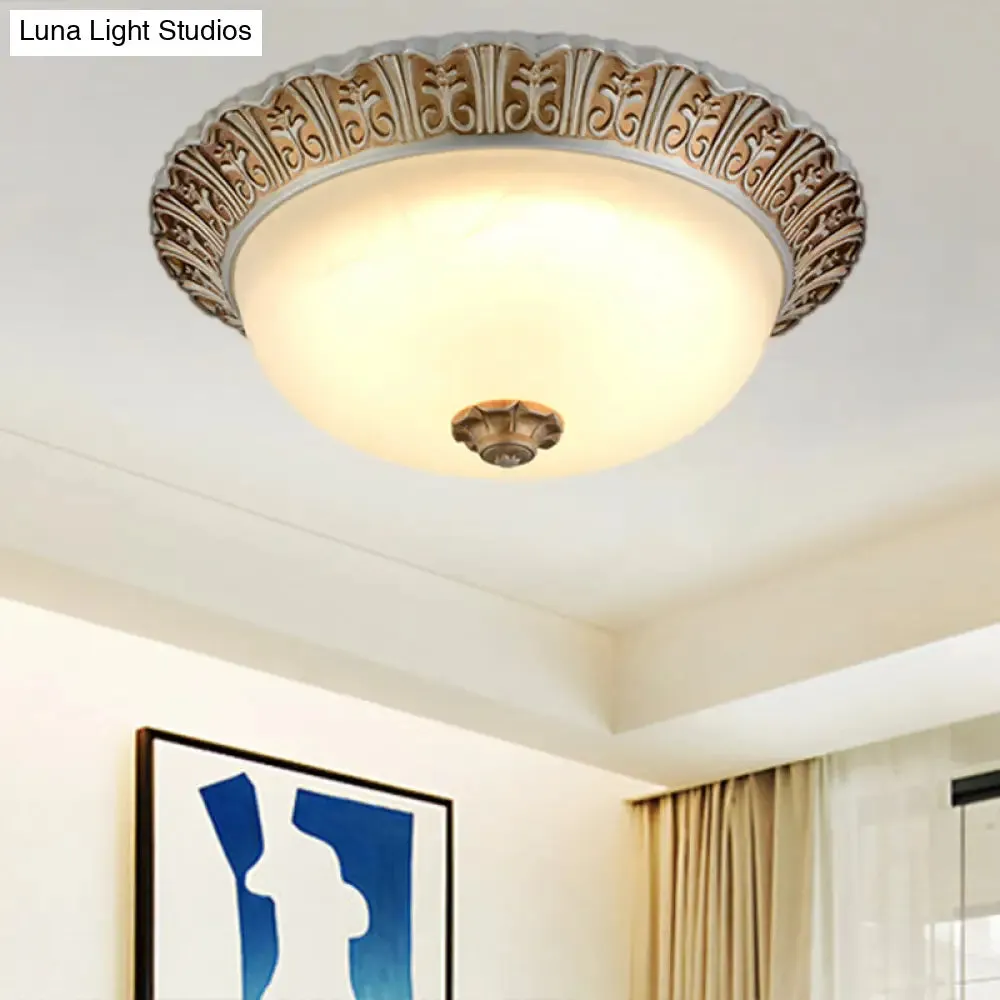 LED Opal Glass Flush Mount Ceiling Light in Khaki Tone, Sizes 10.5" & 12.5" - Traditional Design Ideal for Living Room