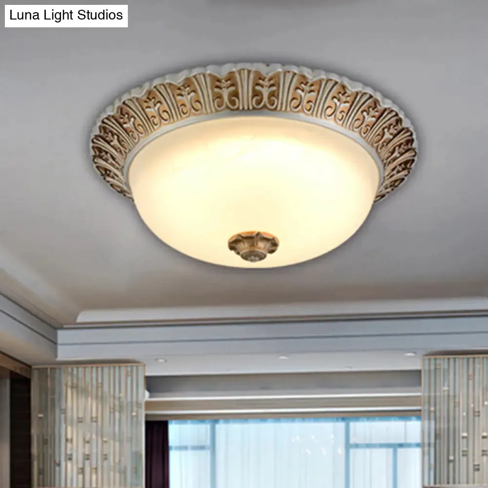 LED Opal Glass Flush Mount Ceiling Light in Khaki Tone, Sizes 10.5" & 12.5" - Traditional Design Ideal for Living Room