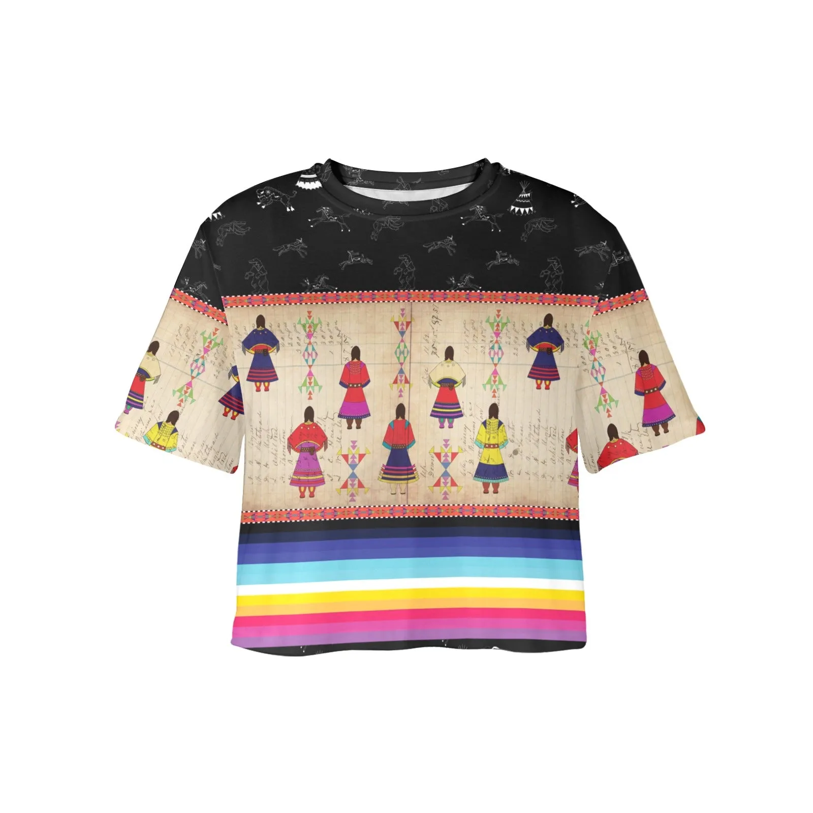 Ledger Round Dance Midnight Women's Cropped T-shirt