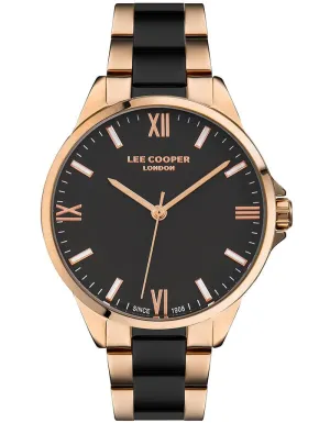 Lee Cooper Women's Watch Analog, Black Dial,  Two Tone Stainless Steel Strap, LC07044.460