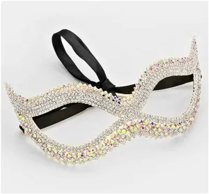 Leeza Classic  Cat Eye Masquerade Mask | Crystal | Silver