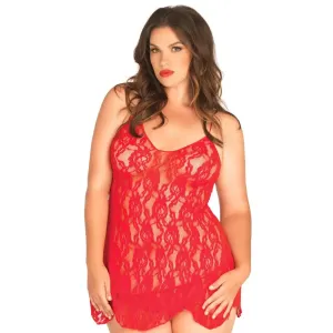 Leg Avenue Rose Lace Flair Red Chemise Uk 14 to 18