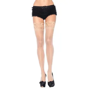 Leg Avenue Sexy Sheer Nude Stay-up Lace Top Sheer Stockings