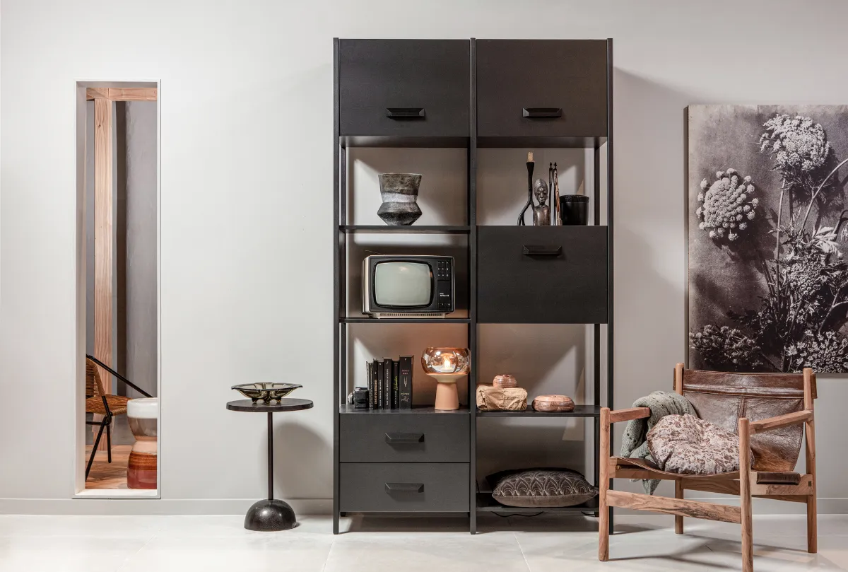 Legacy Matt Black Iron/Wood Cabinet