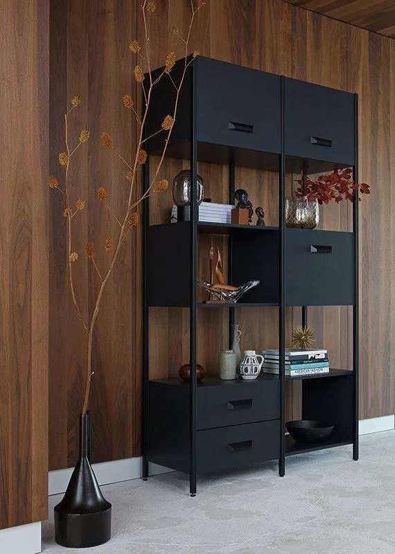 Legacy Matt Black Iron/Wood Cabinet