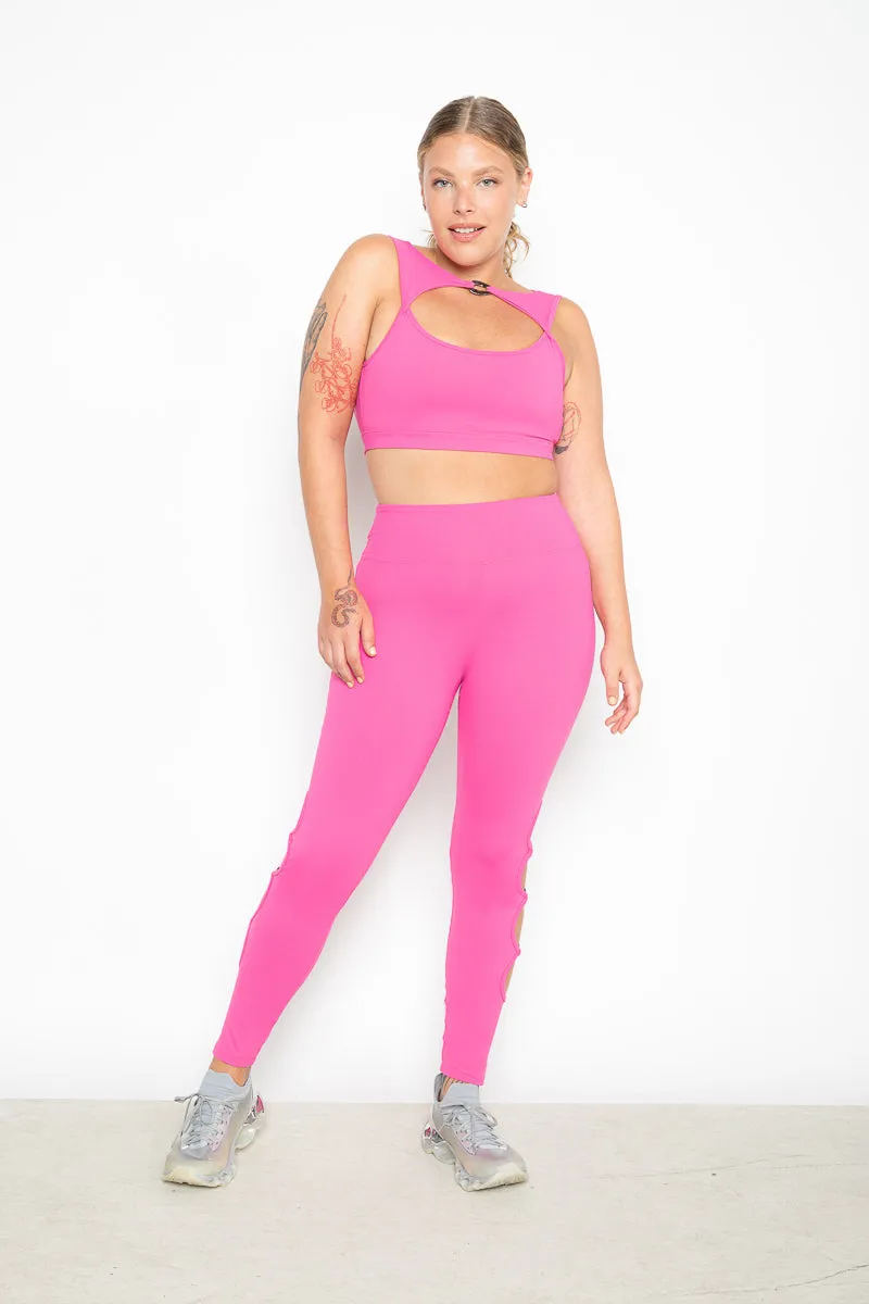 Legging Bom humor com recortes vazados EMANA® - Rosa