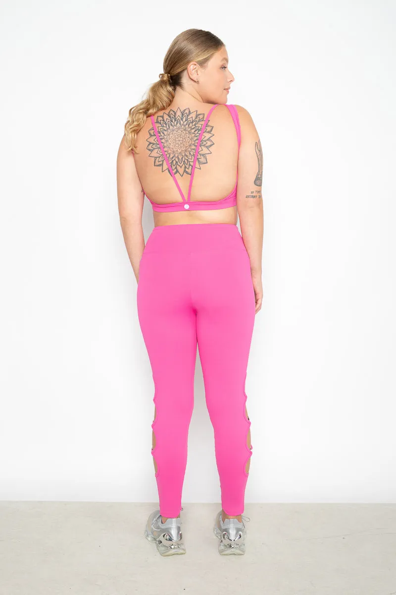 Legging Bom humor com recortes vazados EMANA® - Rosa