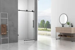 Legion 48 x 75 in. Frameless Sliding Shower Door with Black Hardware