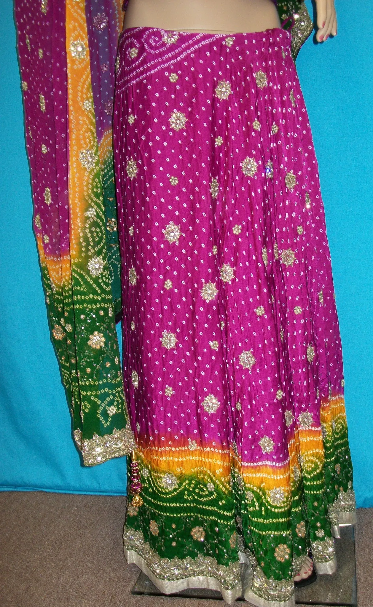 Lehenga 2472 Jaipuri Bandhini Fuchsia Shieno Sarees