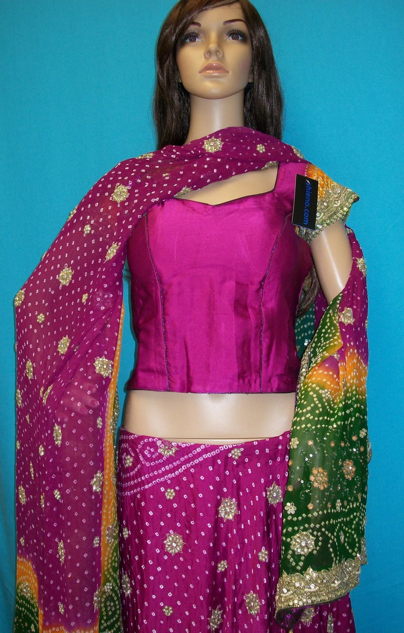 Lehenga 2472 Jaipuri Bandhini Fuchsia Shieno Sarees