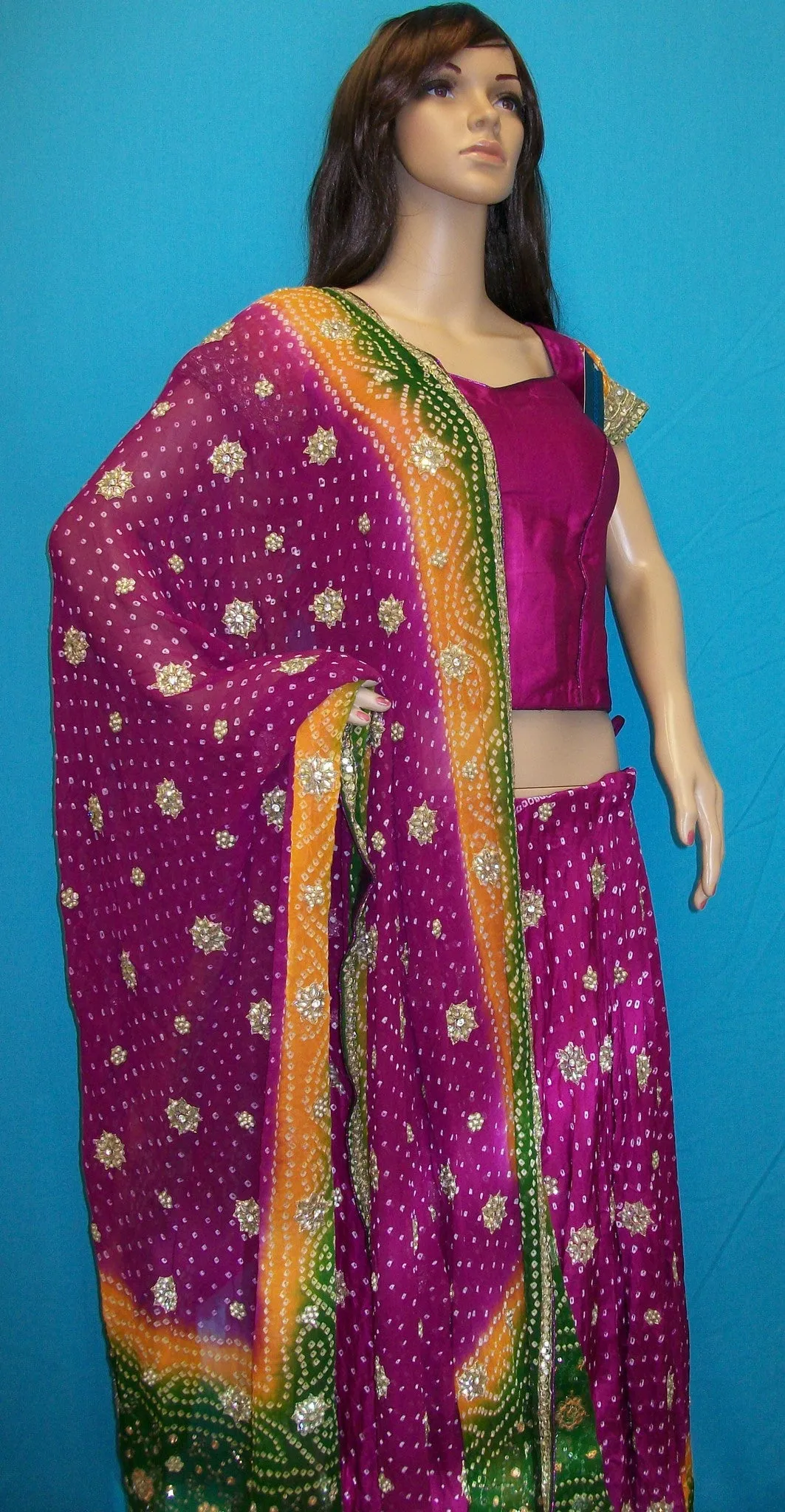 Lehenga 2472 Jaipuri Bandhini Fuchsia Shieno Sarees