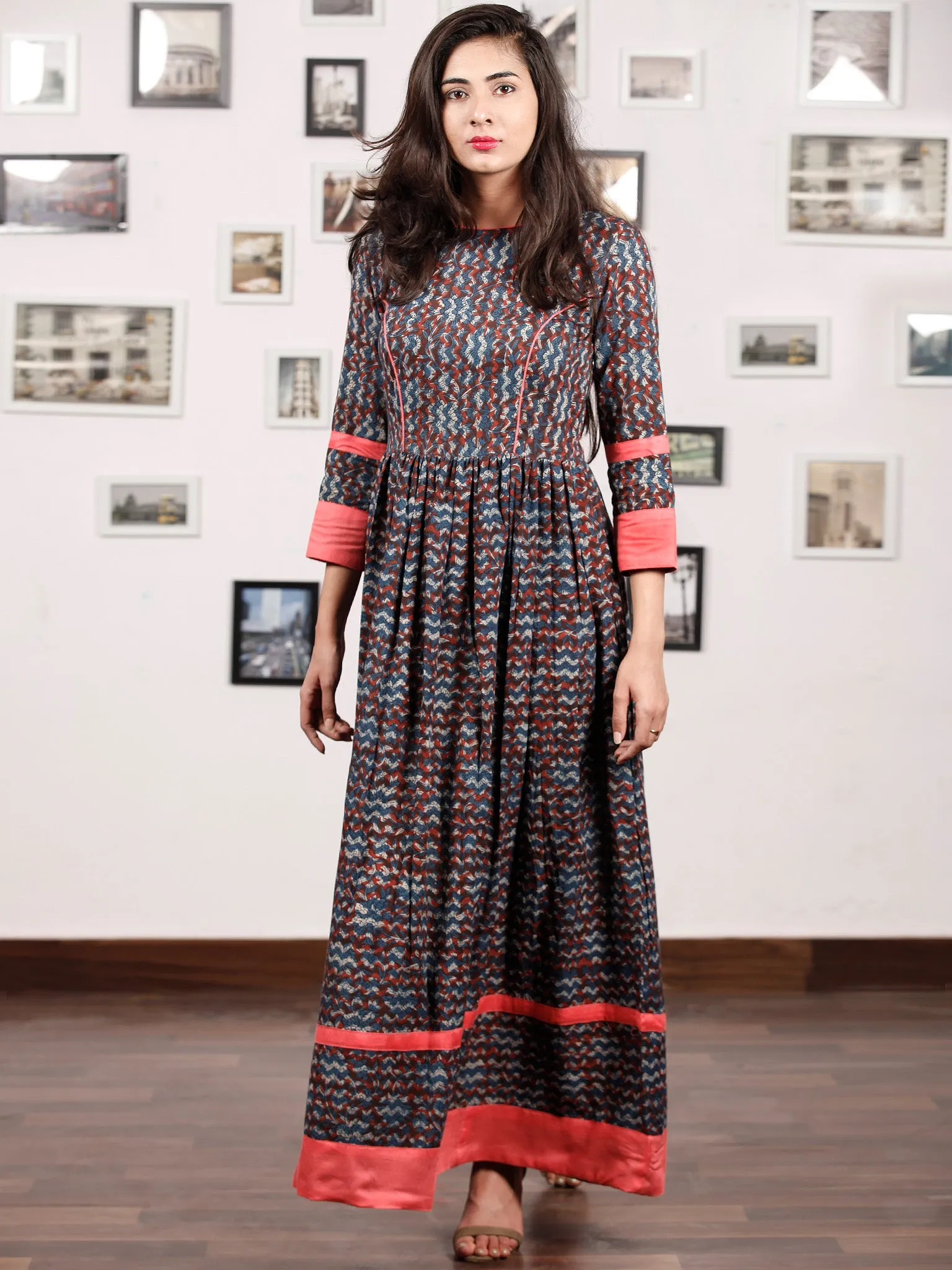 LEHERIYA LYRIC - Hand Block Printed Cotton Long Dress With Back Details  - D136F1366