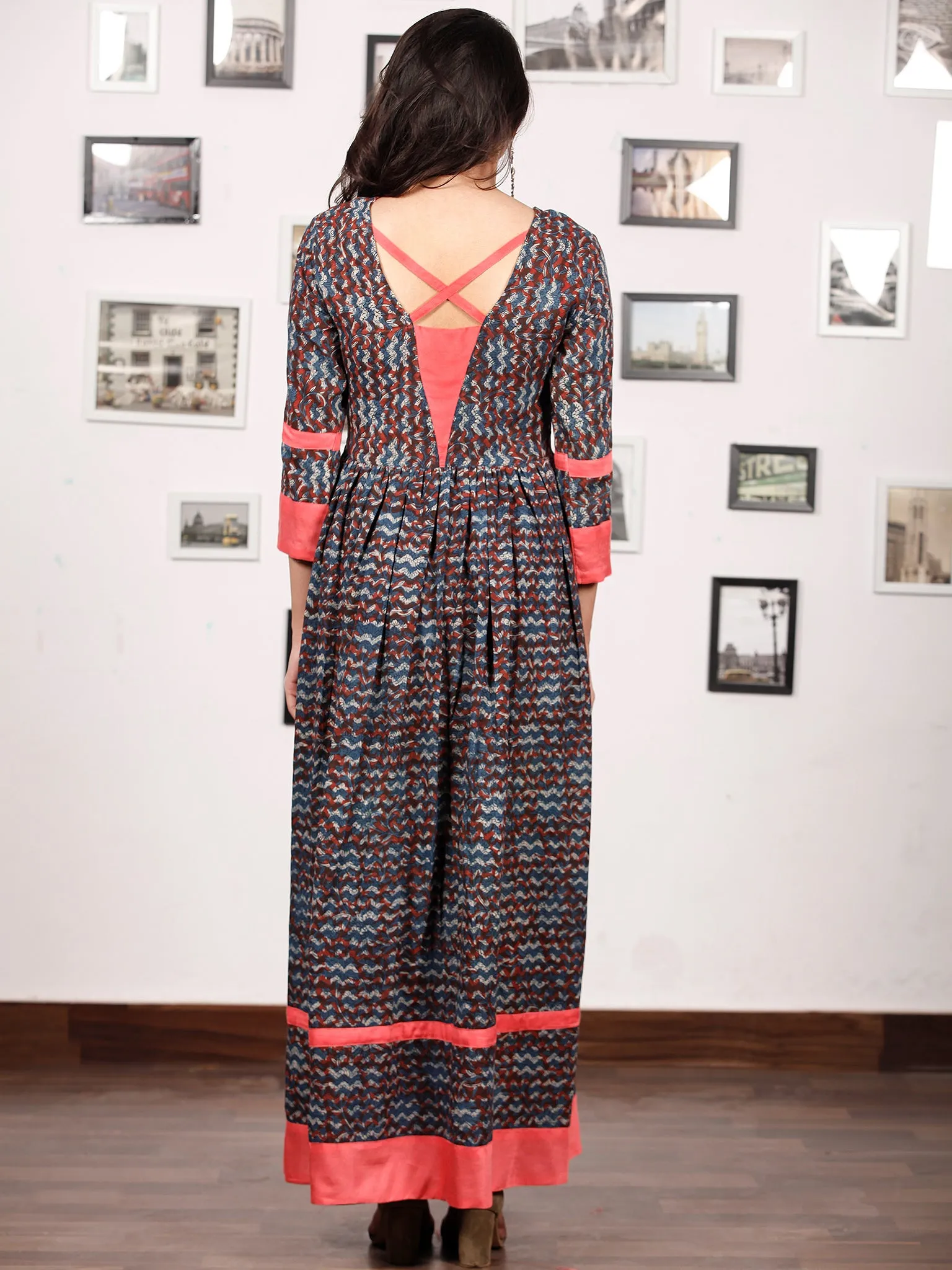 LEHERIYA LYRIC - Hand Block Printed Cotton Long Dress With Back Details  - D136F1366