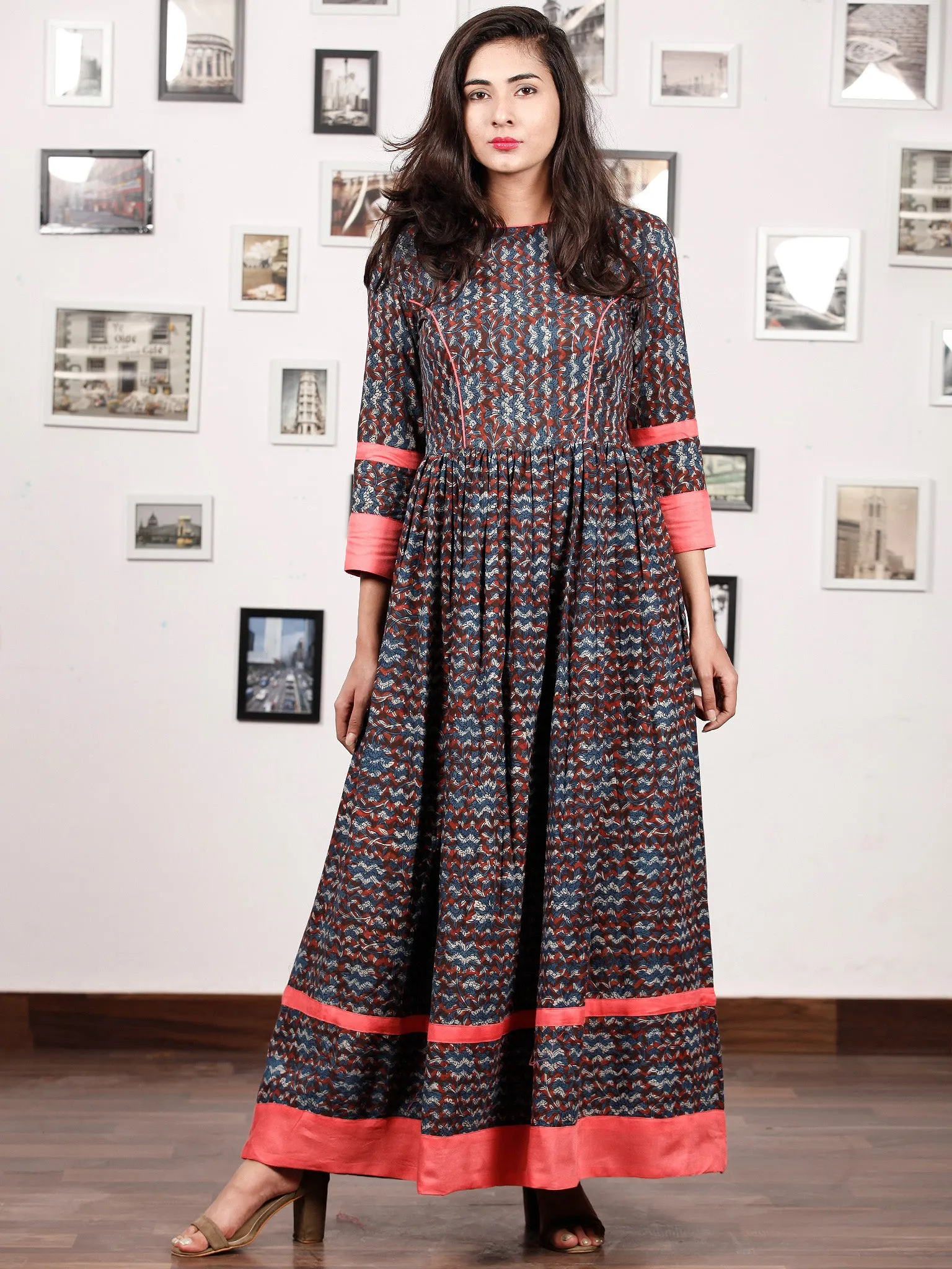 LEHERIYA LYRIC - Hand Block Printed Cotton Long Dress With Back Details  - D136F1366