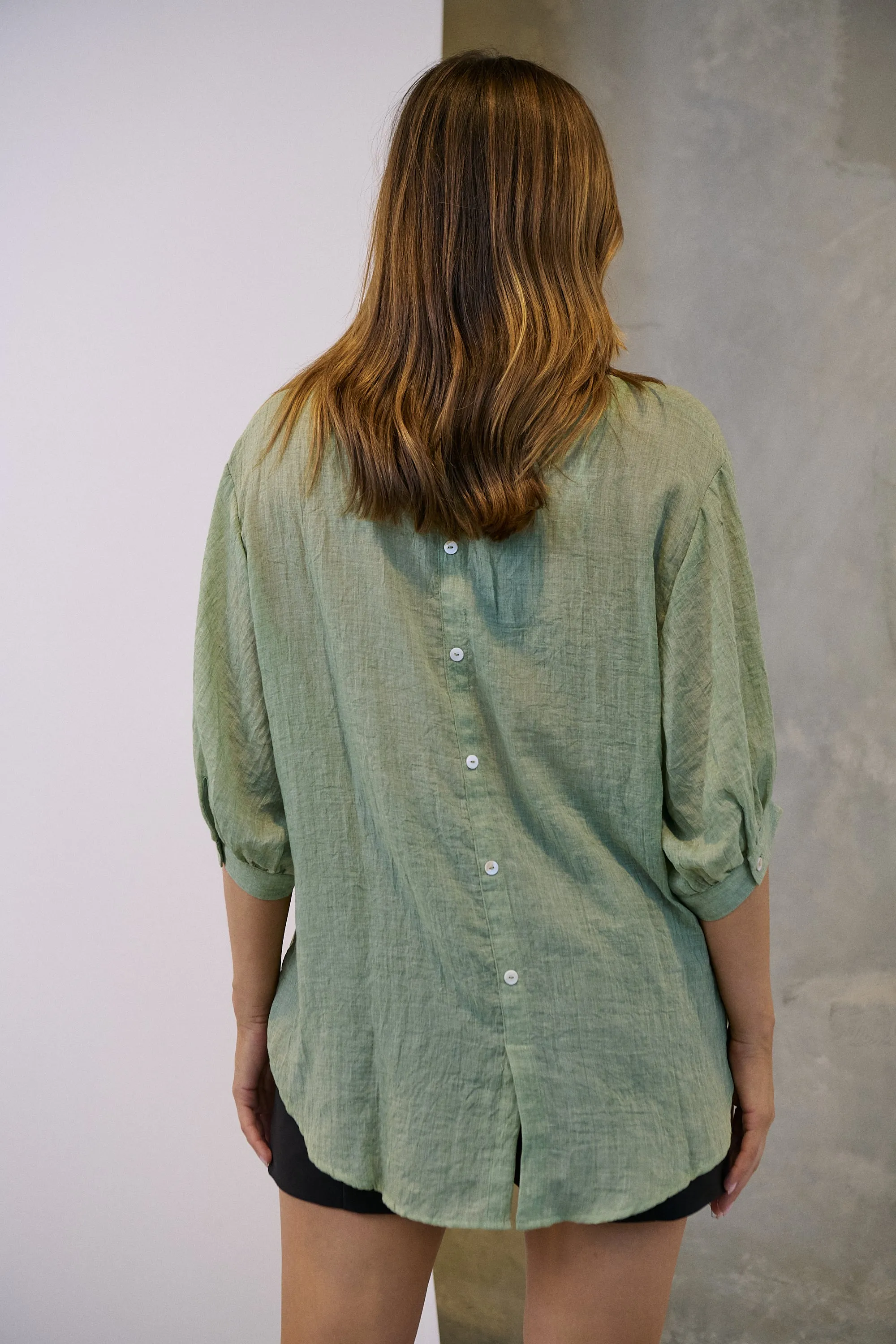 Leia Sage Button Up 3/4 Sleeve Shirt