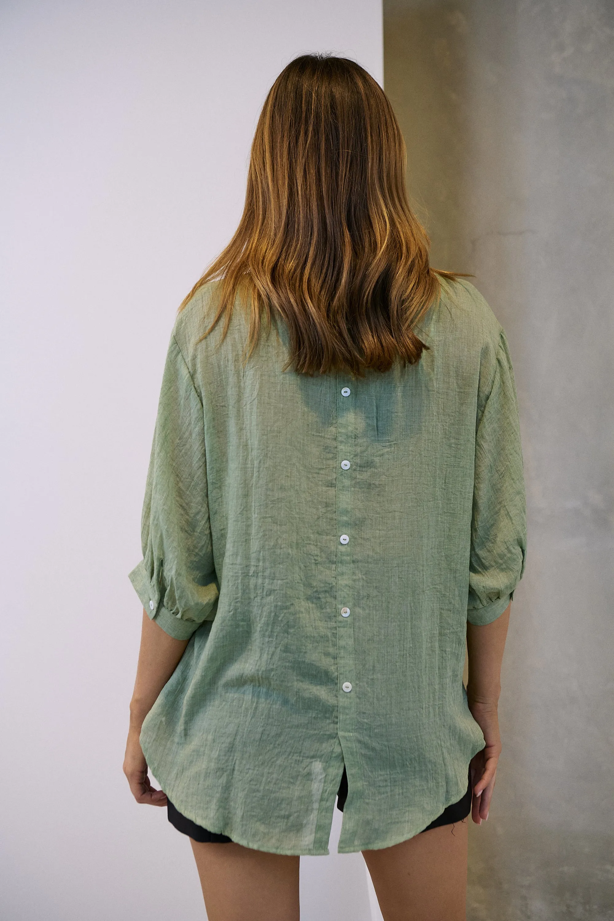 Leia Sage Button Up 3/4 Sleeve Shirt