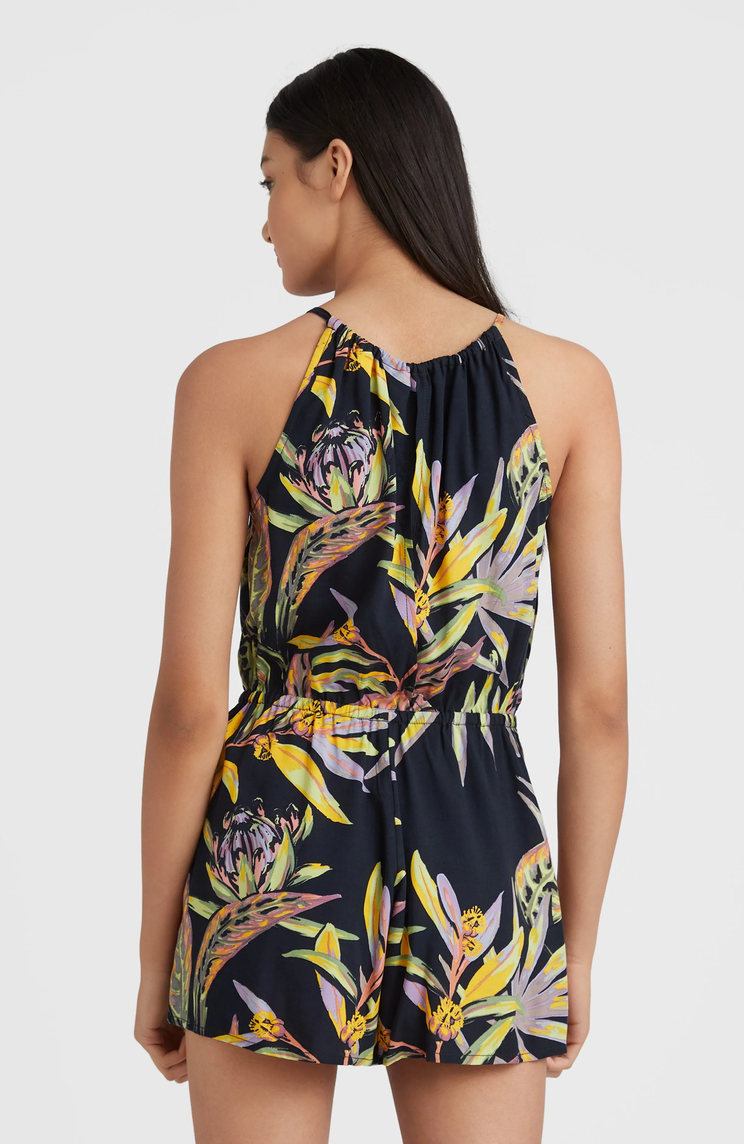 Leina Playsuit | Black Tropical Flower