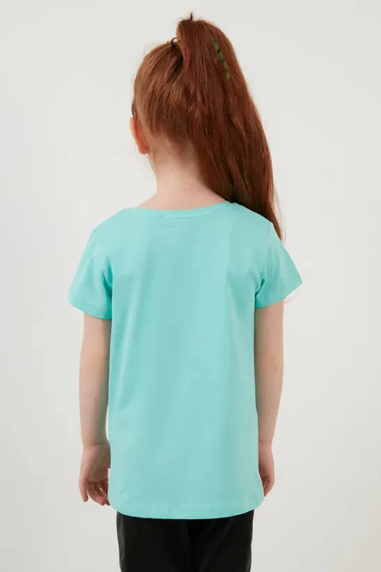 Lela Girl's Mint Cotton T-Shirt