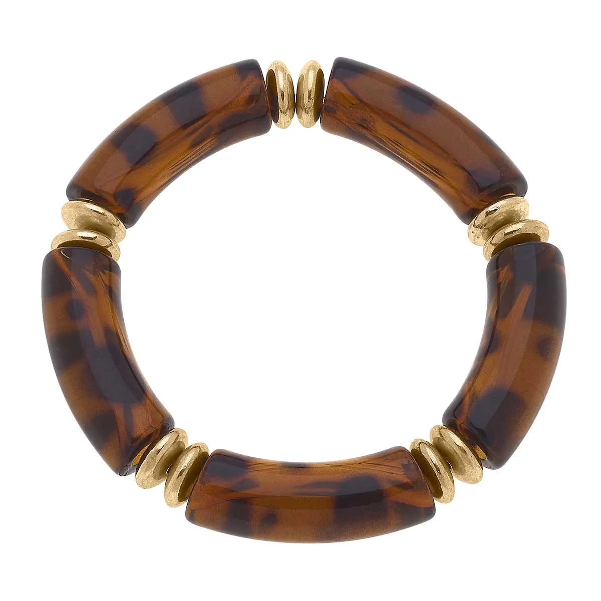 Lelani Resin Disc Stretch Bracelet in Leopard Print